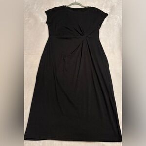 Black Short Sleeve Crepe Dress